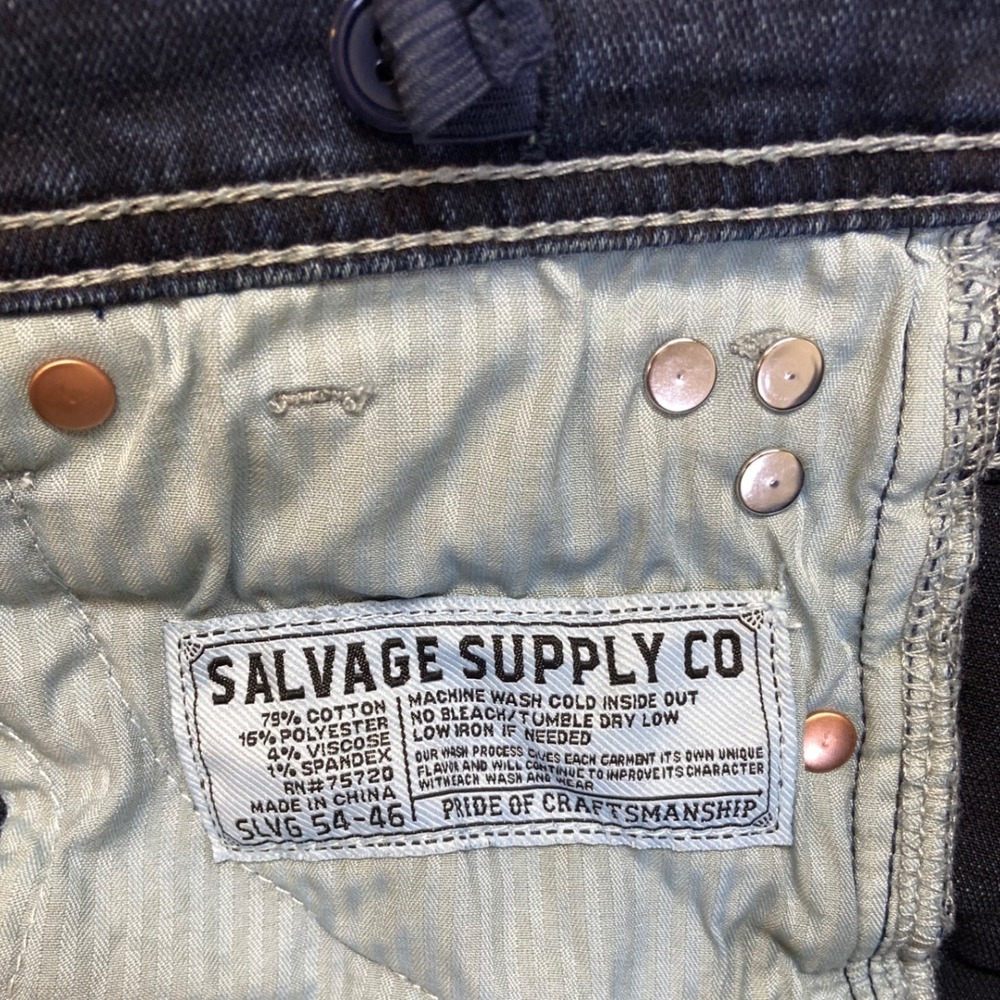Salvage Supply Co Jeans Boys 14 Dark Wash Excellent Embroidered Thick Stitch - Picture 7 of 15